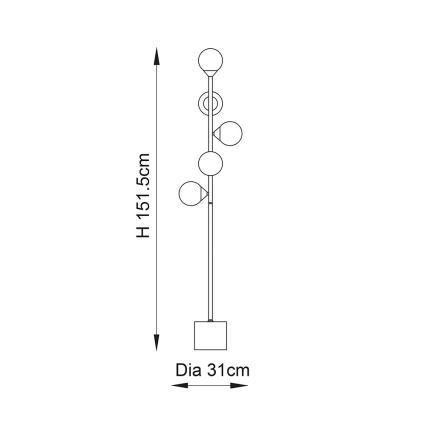 Endon 106756 - Lampadaire OTIS 5xG9/3W/230V doré/blanc