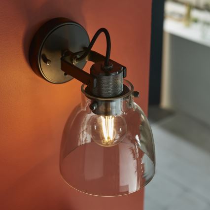 Endon 107011 - Applique murale spot URBAN 1xE27/10W/230V noir/noir fumé