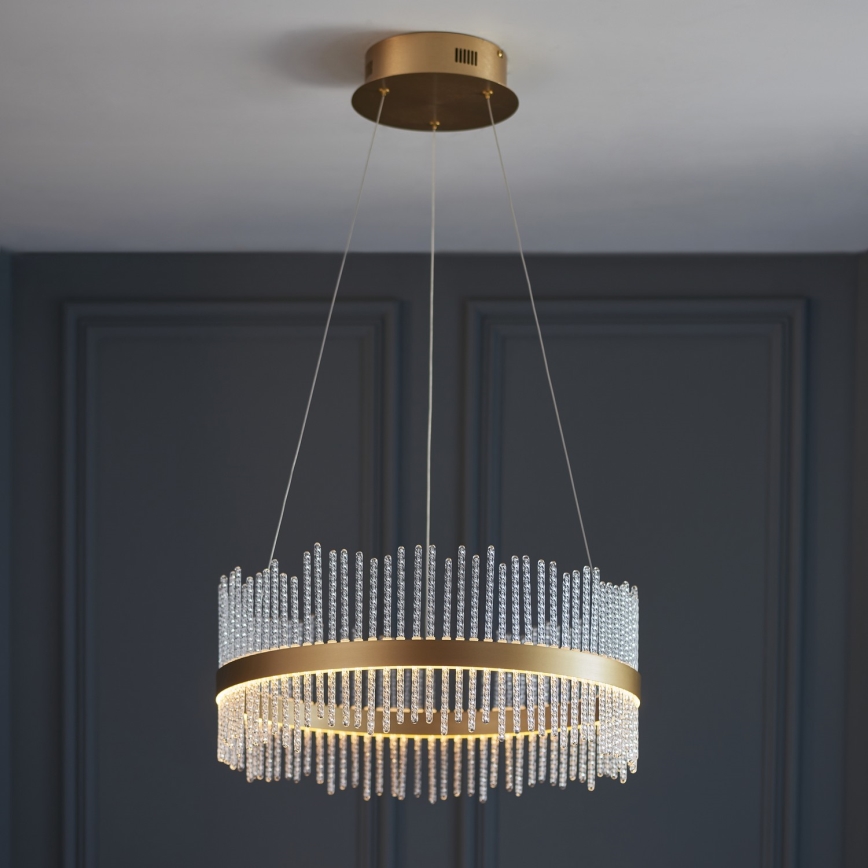 Endon 107671 - Suspension filaire à intensité variable ADRIEL LED/41W/230V 3000K d. 51 cm doré/transparent