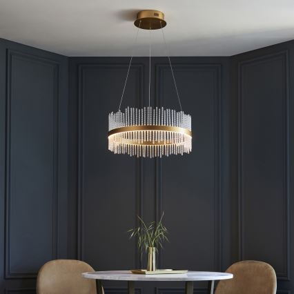 Endon 107671 - Suspension filaire à intensité variable ADRIEL LED/41W/230V 3000K d. 51 cm doré/transparent