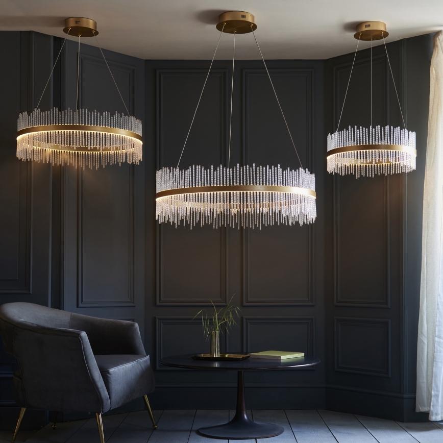 Endon 107671 - Suspension filaire à intensité variable ADRIEL LED/41W/230V 3000K d. 51 cm doré/transparent
