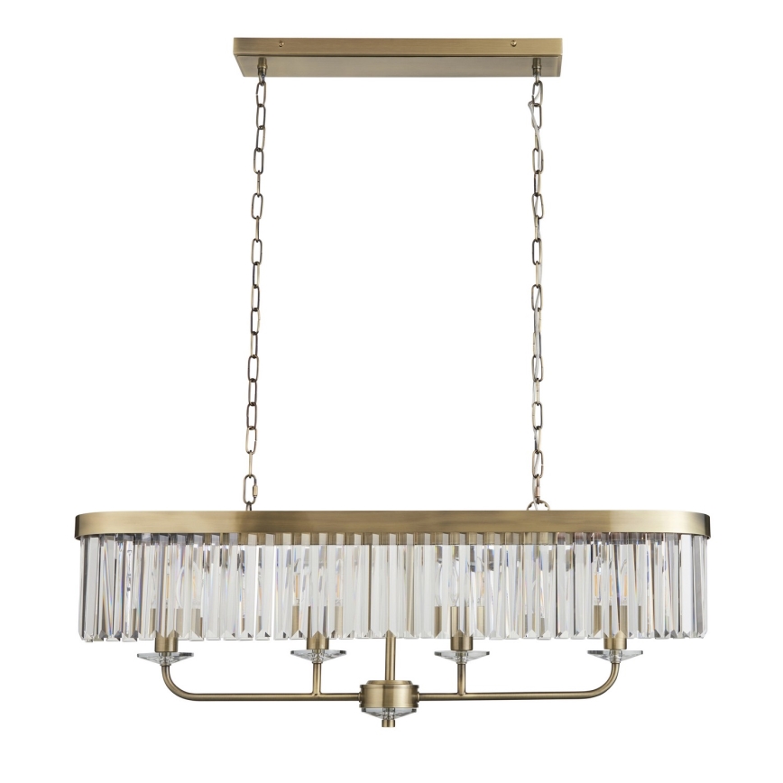 Endon 110539 - Kroonluchter aan ketting CHESTERFIELD 4xE14/6W/230V messing