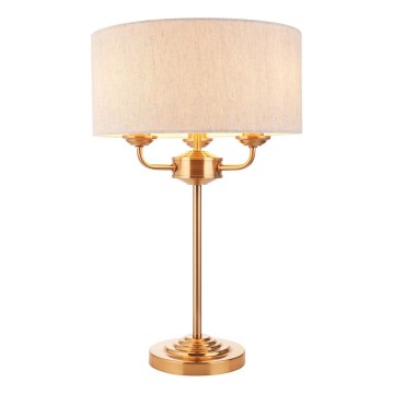 Endon 110721 - Tafellamp HIGHCLERE 3xE14/18W/230V beige/messing