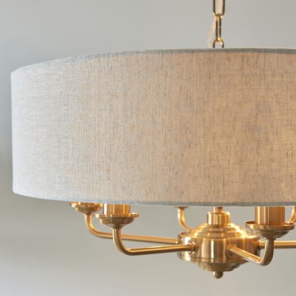 Endon 110722 - Kroonluchter met ketting HIGHCLERE 6xE14/40W/230V beige/messing Ø 55 cm