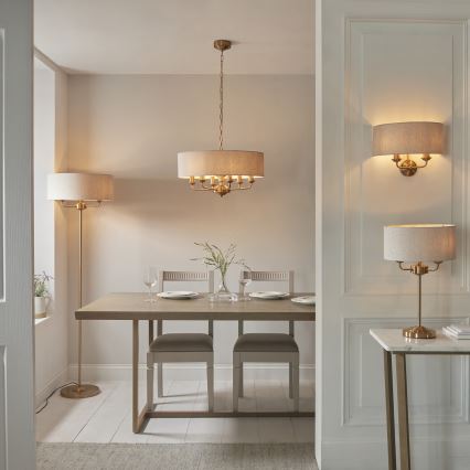 Endon 110722 - Lustre à chaîne HIGHCLERE 6xE14/40W/230V beige/laiton Ø 55 cm