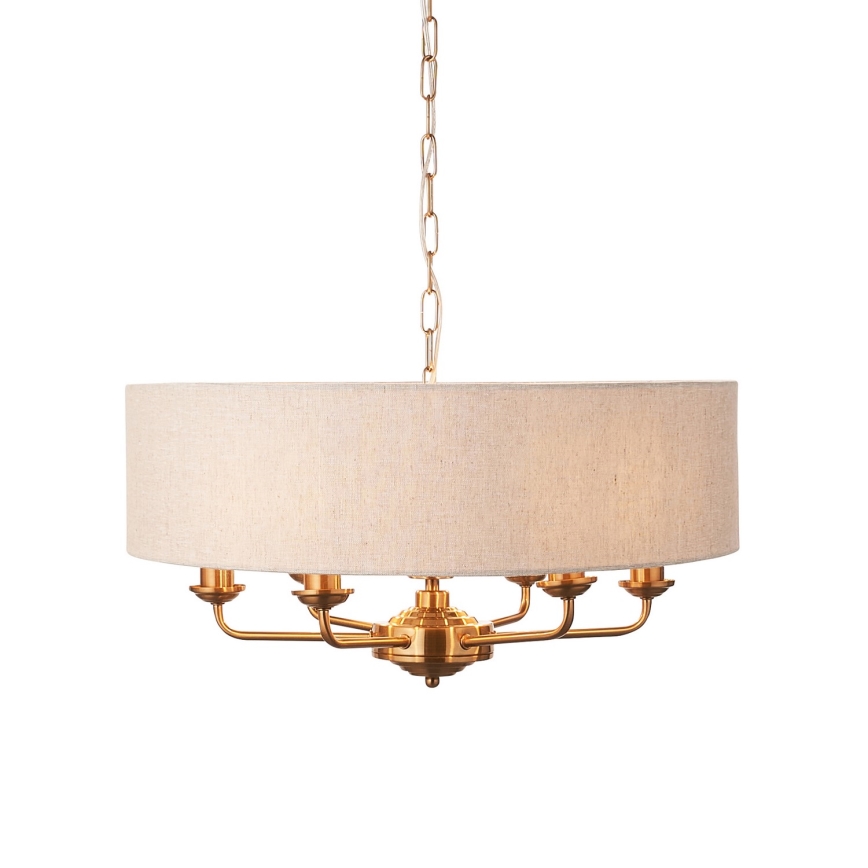 Endon 110722 - Lustre à chaîne HIGHCLERE 6xE14/40W/230V beige/laiton Ø 55 cm
