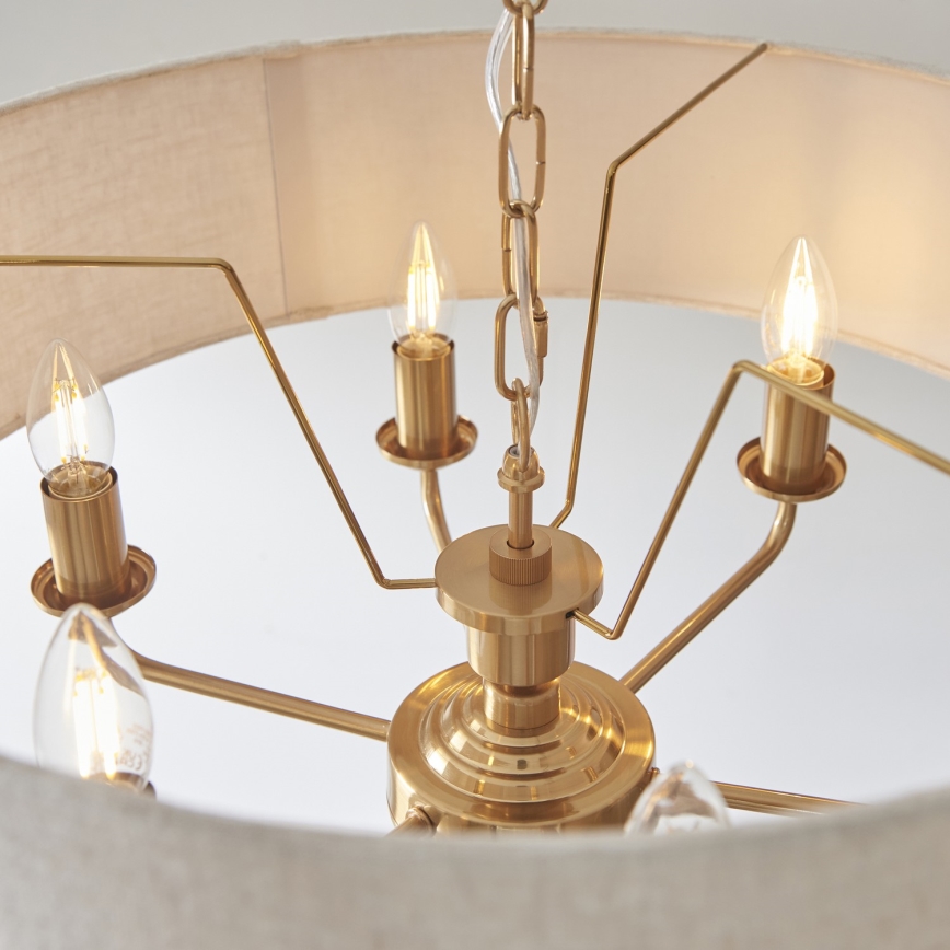 Endon 110722 - Lustre à chaîne HIGHCLERE 6xE14/40W/230V beige/laiton Ø 55 cm