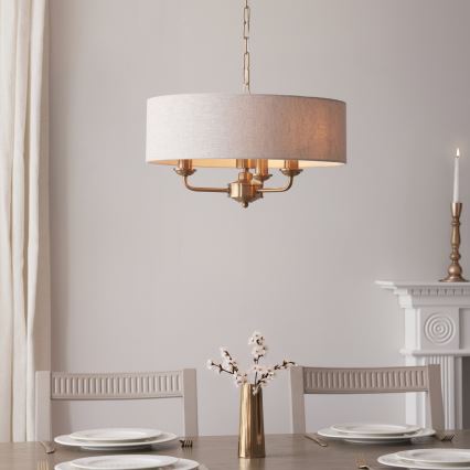 Endon 110723 - Suspension chaîne HIGHCLERE 3xE14/40W/230V beige/laiton