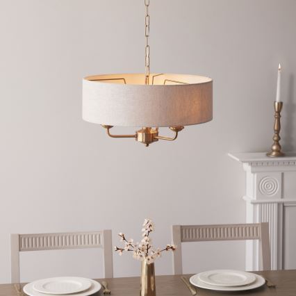 Endon 110723 - Suspension chaîne HIGHCLERE 3xE14/40W/230V beige/laiton
