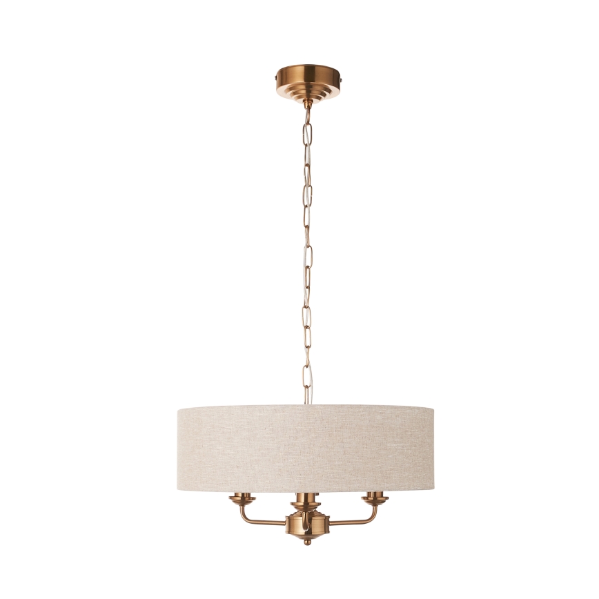 Endon 110723 - Suspension chaîne HIGHCLERE 3xE14/40W/230V beige/laiton