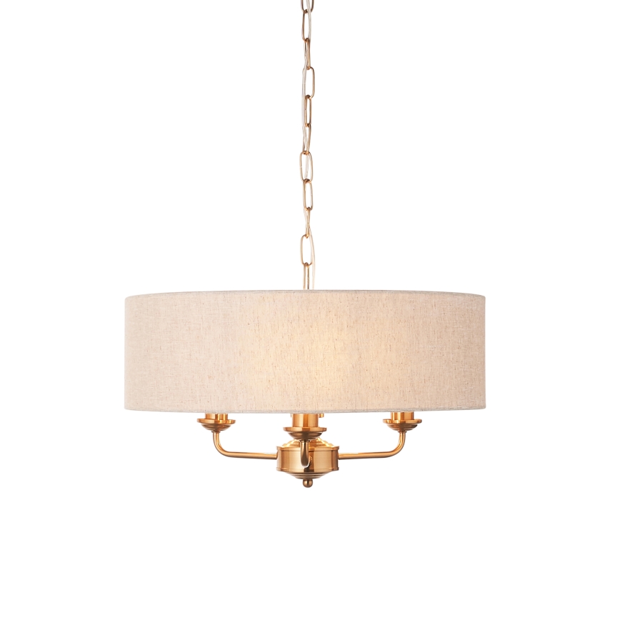 Endon 110723 - Suspension chaîne HIGHCLERE 3xE14/40W/230V beige/laiton