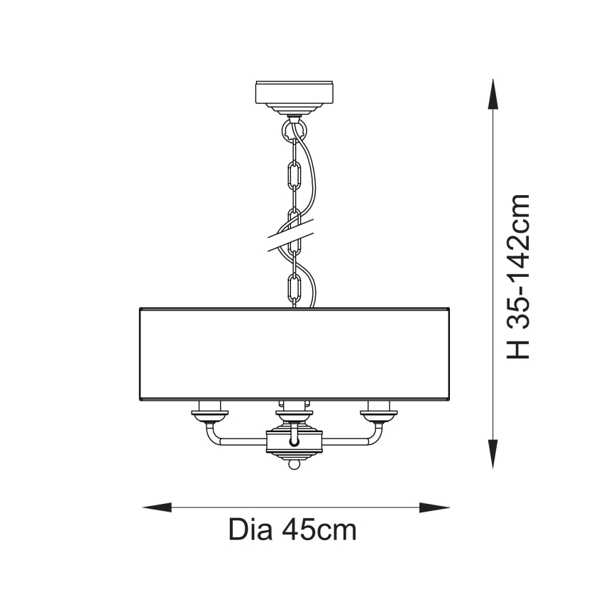 Endon 110723 - Suspension chaîne HIGHCLERE 3xE14/40W/230V beige/laiton