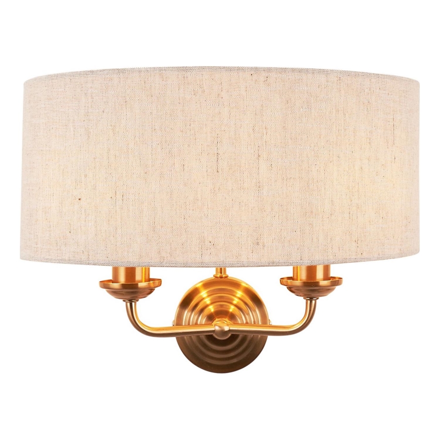 Endon 110726 - Applique murale HIGHCLERE 2xE14/40W/230V beige/laiton