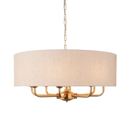 Endon 110727 - Kroonluchter aan ketting HIGHCLERE 8xE14/6W/230V beige/messing Ø 70 cm