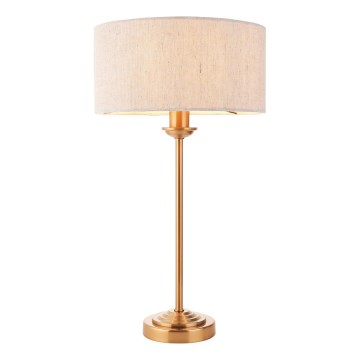 Endon 110728 - Lampe de table HIGHCLERE 1xE14/7W/230V beige/laiton Ø 25 cm