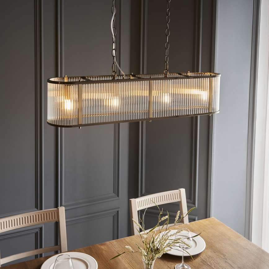 Endon 110945 - Hanglamp aan een ketting RIDGETON 4xE14/6W/230V messing/doorzichtig