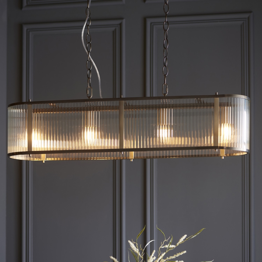 Endon 110945 - Hanglamp aan een ketting RIDGETON 4xE14/6W/230V messing/doorzichtig