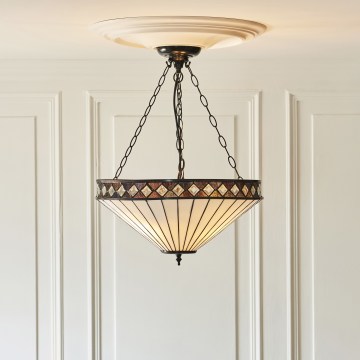 Endon 111871 - Tiffany-kroonluchter aan ketting FARGO 3x E27/10W/230V Ø 50 cm