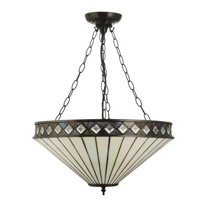 Endon 111871 - Tiffany-kroonluchter aan ketting FARGO 3x E27/10W/230V Ø 50 cm