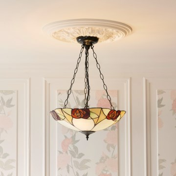 Endon 111879 - Lustre Tiffany INGRAM sur chaîne, 3x E27/10 W/230 V, Ø 45 cm