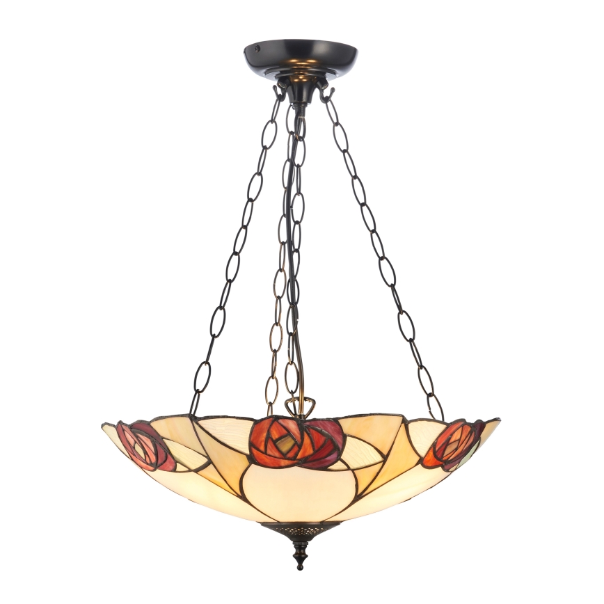 Endon 111879 - Tiffany INGRAM kroonluchter met ketting 3xE27/10W/230V Ø 45 cm
