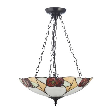 Endon 111879 - Tiffany INGRAM kroonluchter met ketting 3xE27/10W/230V Ø 45 cm