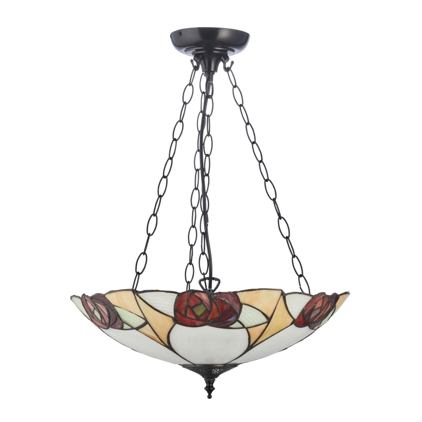 Endon 111879 - Tiffany INGRAM kroonluchter met ketting 3xE27/10W/230V Ø 45 cm