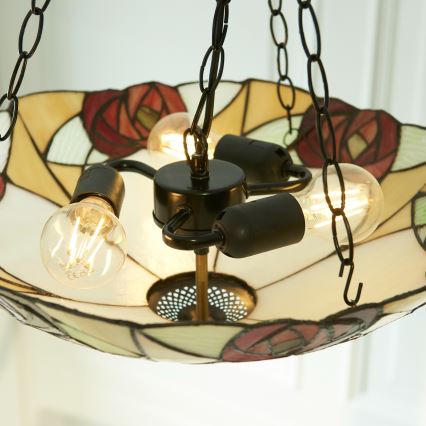 Endon 111879 - Tiffany INGRAM kroonluchter met ketting 3xE27/10W/230V Ø 45 cm