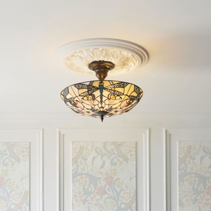 Endon 111892 - Opbouwplafondlamp Tiffany ASHTON 3xE27/10W/230V Ø 45 cm