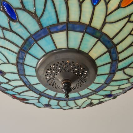 Endon 111897 - Plafonnier Tiffany DRAGONFLY, montage affleurant, 3 x E27 / 10 W / 230 V, Ø 41 cm