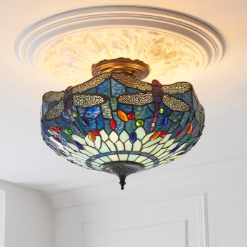 Endon 111897 - Tiffany DRAGONFLY plafonnière 3xE27/10W/230V Ø 41 cm
