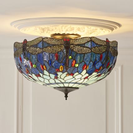 Endon 111899 - Plafondlamp Tiffany DRAGONFLY 3xE27/10W/230V pr. 50 cm