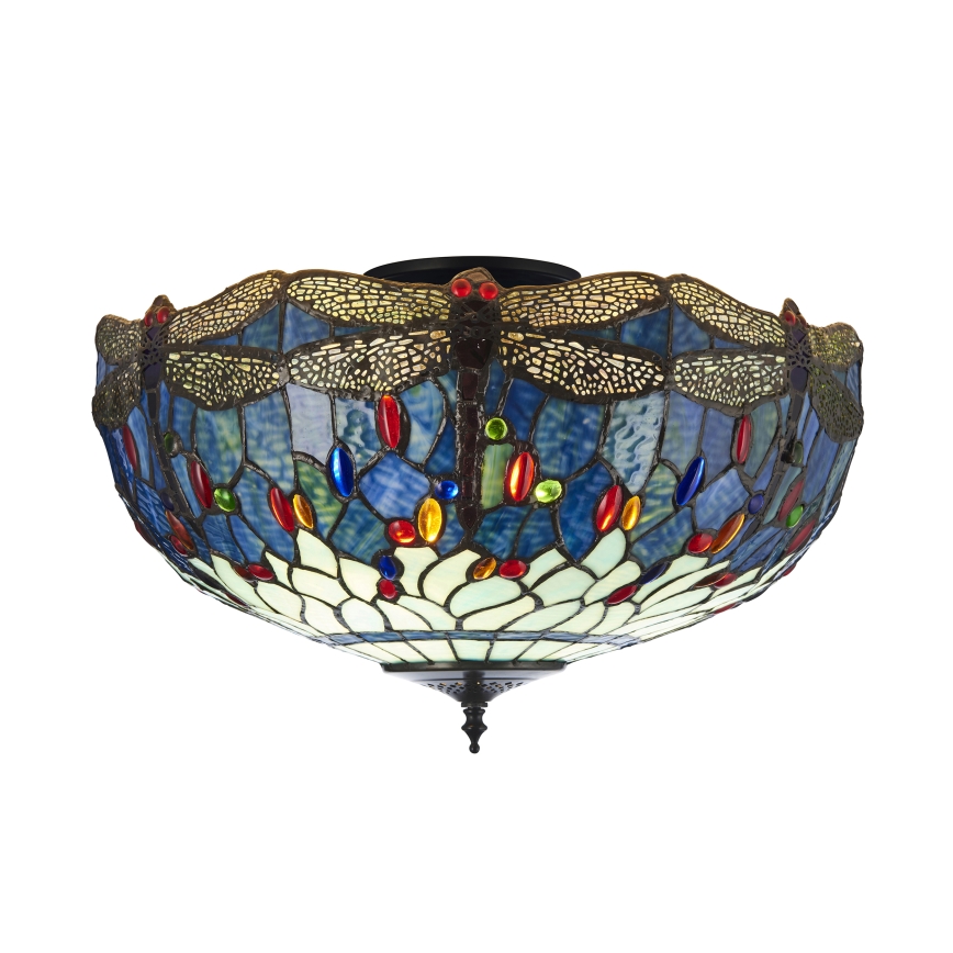 Endon 111899 - Plafondlamp Tiffany DRAGONFLY 3xE27/10W/230V pr. 50 cm