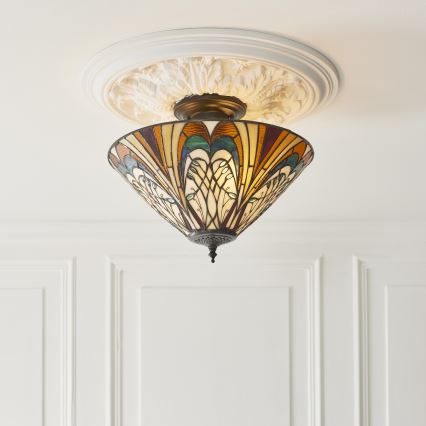 Endon 111905 - Plafonnier monté en surface Tiffany HECTOR 3xE27/10W/230V Ø 40 cm