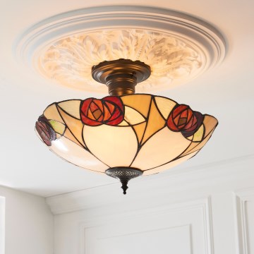 Endon 111907 - Opbouwkroonluchter Tiffany INGRAM, 3xE27/10W/230V, Ø 45 cm