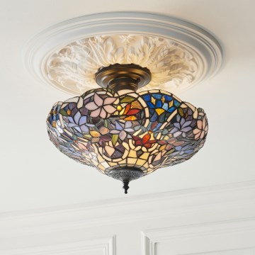 Endon 111915 - Tiffany SULLIVAN opbouwkroonluchter, 3x E27 / 10W / 230V, Ø 40 cm