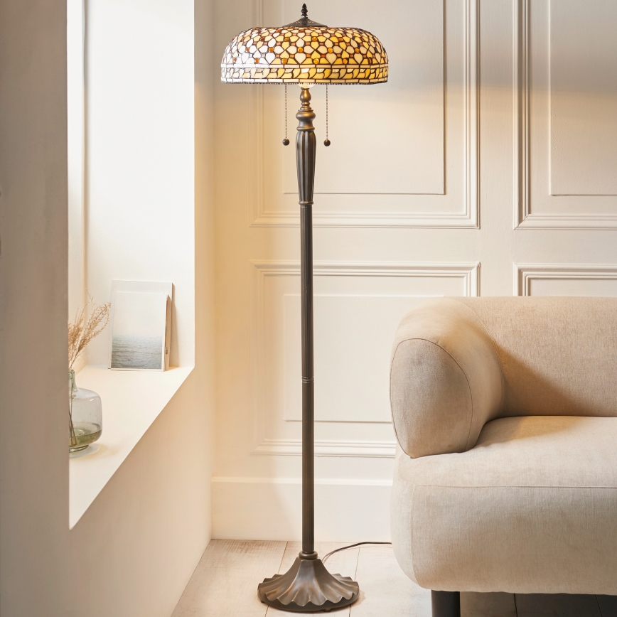 Endon 111921 - Lampadaire Tiffany MILLE FEUX 2xE27/10W/230V Ø 45 cm