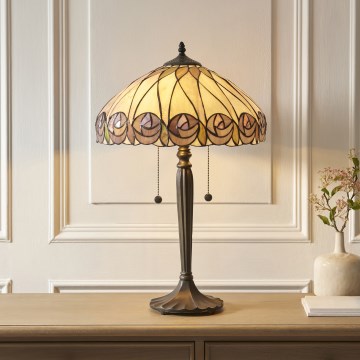 Endon 112184 - Tiffany-tafellamp HUTCHINSON 2xE27/10W/230V Ø 40 cm