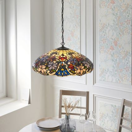 Endon 112193 - Kroonluchter aan ketting Tiffany SULLIVAN 3xE27/60W/230V Ø 57 cm