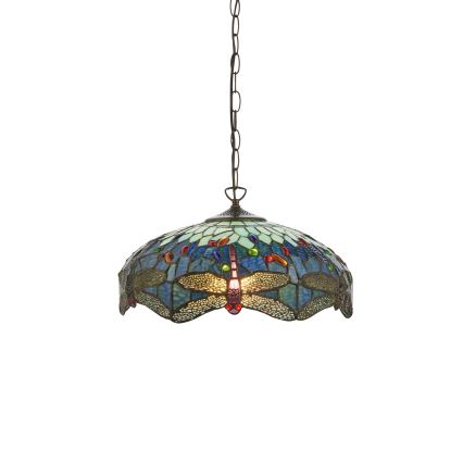 Endon 112195 - Lustre à chaîne Tiffany DRAGONFLY 1xE27/60W/230V Ø 41 cm