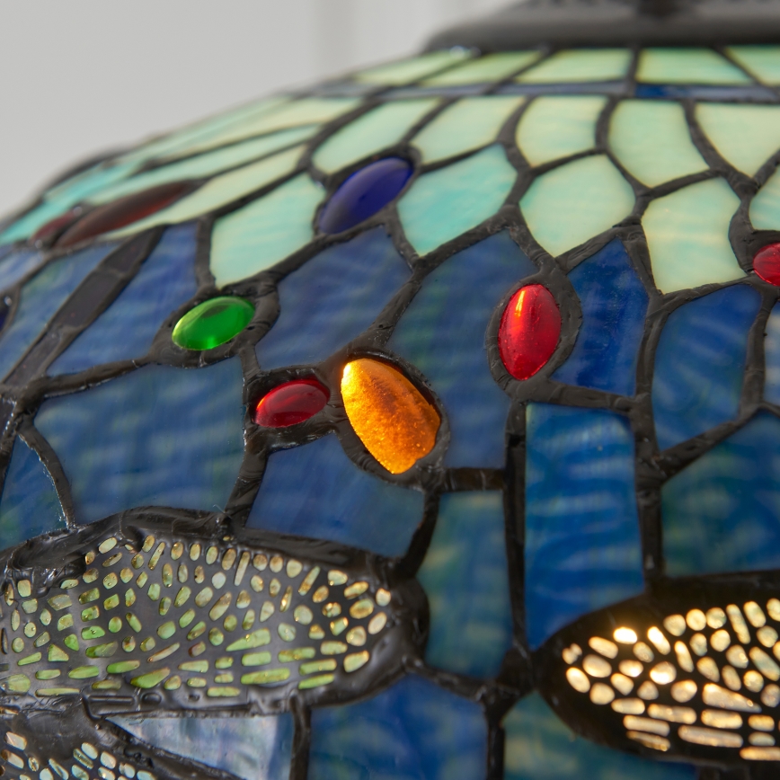 Endon 112195 - Lustre à chaîne Tiffany DRAGONFLY 1xE27/60W/230V Ø 41 cm