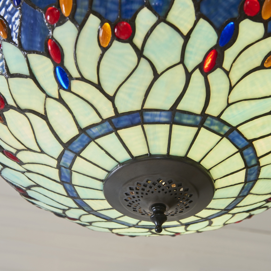 Endon 112250 - Kroonluchter aan ketting Tiffany DRAGONFLY 3xE27/60W/230V Ø 50 cm