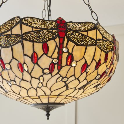 Endon 112251 - Lustre suspendu à chaîne Tiffany DRAGONFLY 3xE27/60W/230V Ø 50 cm