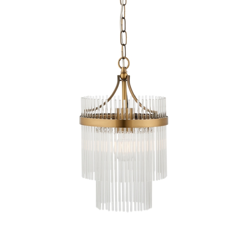 Endon 112572 - Kroonluchter aan ketting MARIETTA 1xE27/10W/230V messing/helder