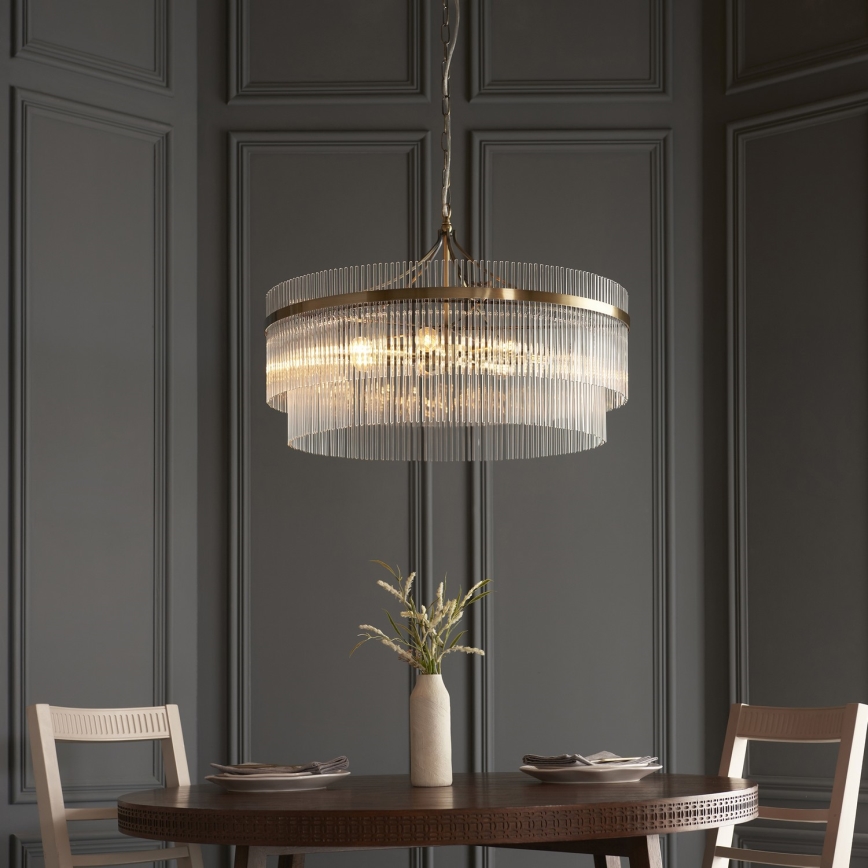 Endon 112574 - Kroonluchter aan ketting MARIETTA GRAND 7xE14/7W/230V messing/helder