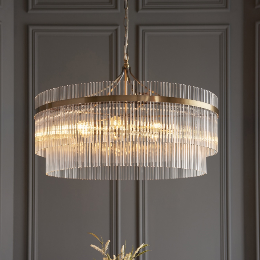 Endon 112574 - Lustre sur chaîne MARIETTA GRAND 7xE14/7W/230V laiton/transparent
