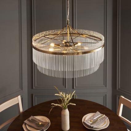Endon 112574 - Lustre sur chaîne MARIETTA GRAND 7xE14/7W/230V laiton/transparent