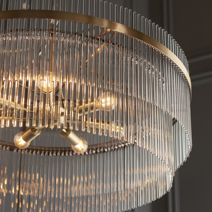Endon 112574 - Lustre sur chaîne MARIETTA GRAND 7xE14/7W/230V laiton/transparent