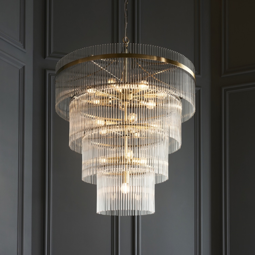 Endon 112576 - Suspension chaîne MARIETTA 16xE14/6W/230V laiton/transparent