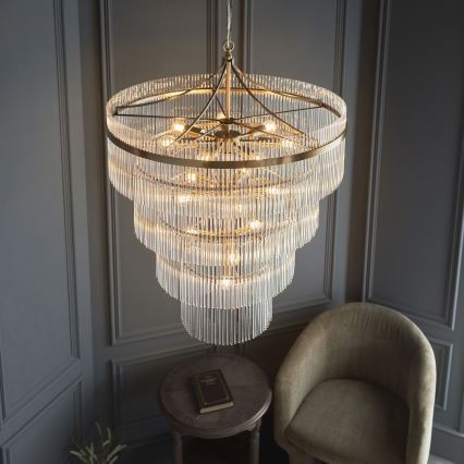 Endon 112576 - Suspension chaîne MARIETTA 16xE14/6W/230V laiton/transparent